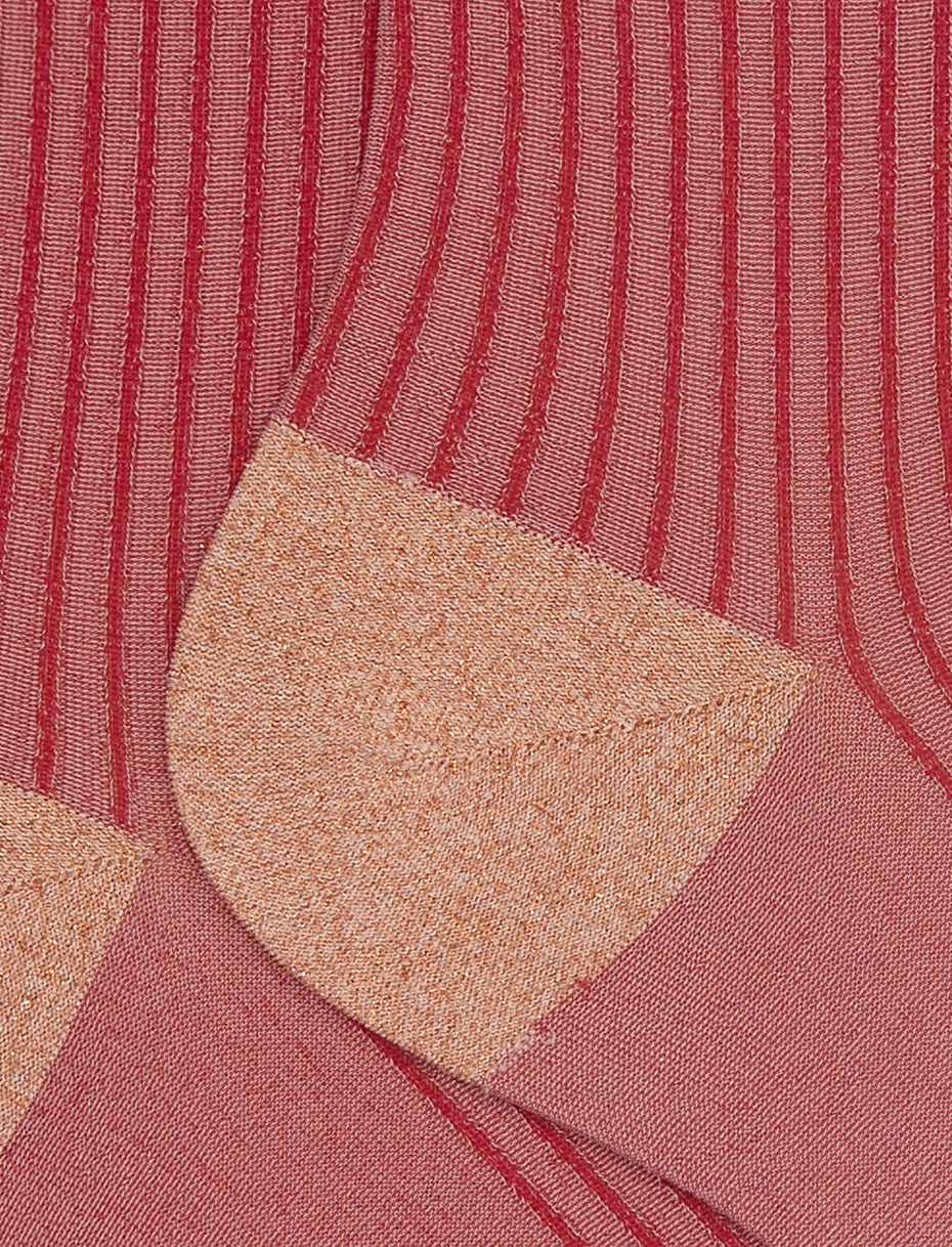 Women's short red glitter socks with twin rib - Gallo 1927 - Official Online Shop