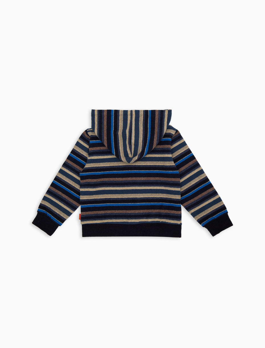 Felpa con cappuccio bambino pile blu righe multicolor - Gallo 1927 - Official Online Shop
