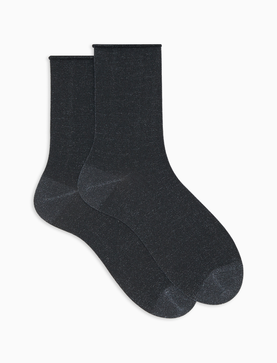 Women's short plain grey lurex socks - Gallo 1927 - Official Online Shop