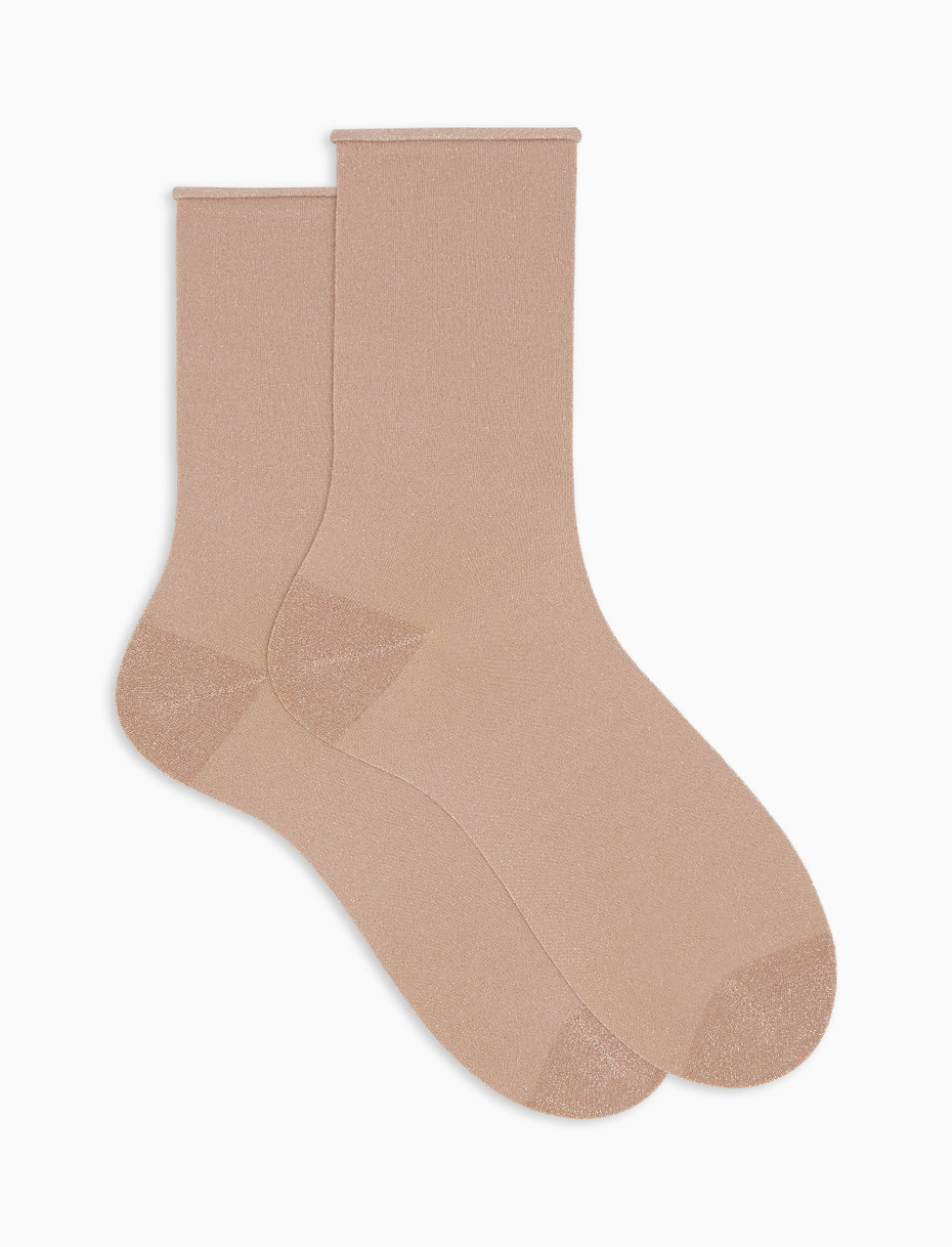 Women's short plain rose gold lurex socks - Gallo 1927 - Official Online Shop