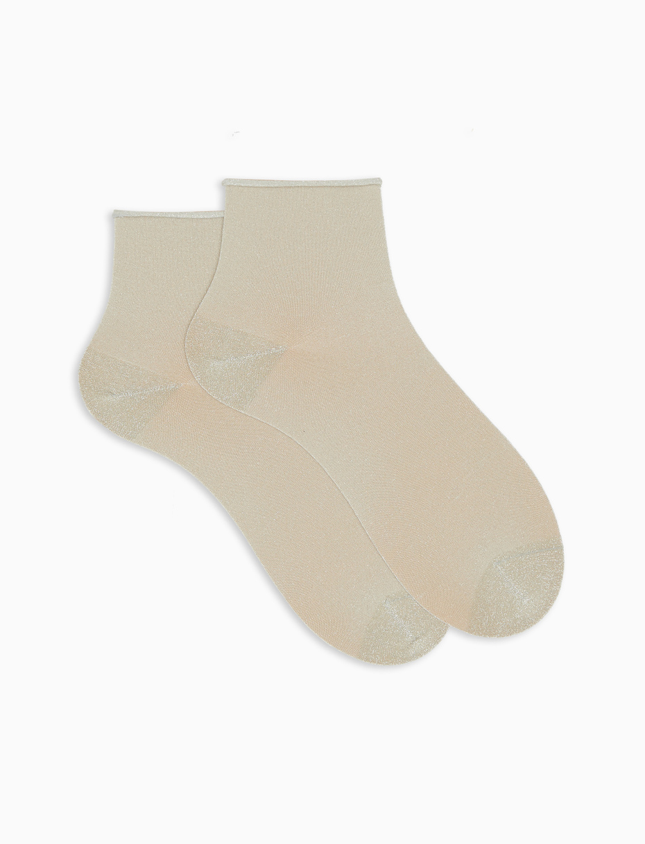 Women's super short plain platinum lurex socks - Gallo 1927 - Official Online Shop