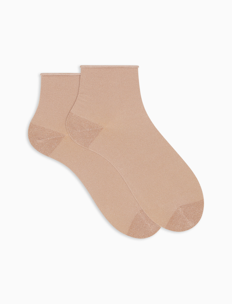 Women's super short plain rose gold lurex socks - Gallo 1927 - Official Online Shop