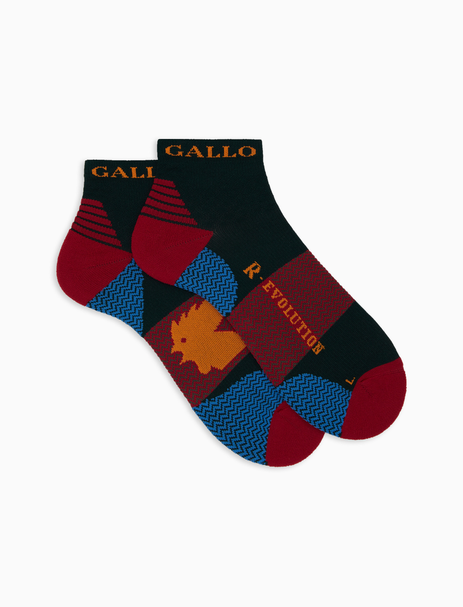 Men's super short technical green socks with chevron motif - Gallo 1927 - Official Online Shop