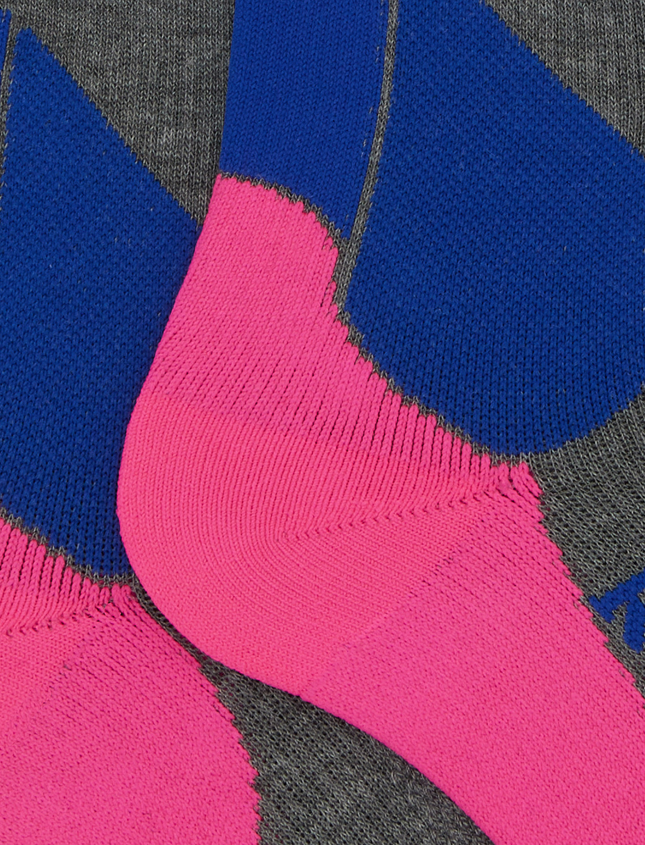 Long unisex grey polyester ski socks with chevron motif - Gallo 1927 - Official Online Shop