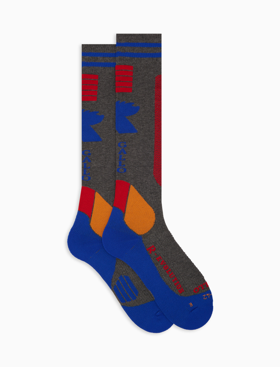 Calze lunghe da sci unisex grigio fantasia chevron - Gallo 1927 - Official Online Shop