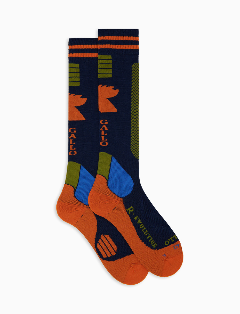 Calze lunghe da sci unisex blu fantasia chevron - Gallo 1927 - Official Online Shop