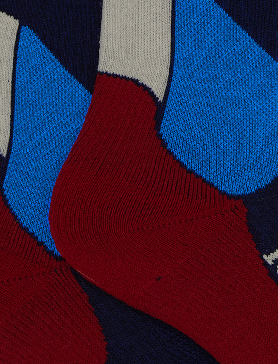 Long unisex blue ski socks with chevron motif - Gallo 1927 - Official Online Shop