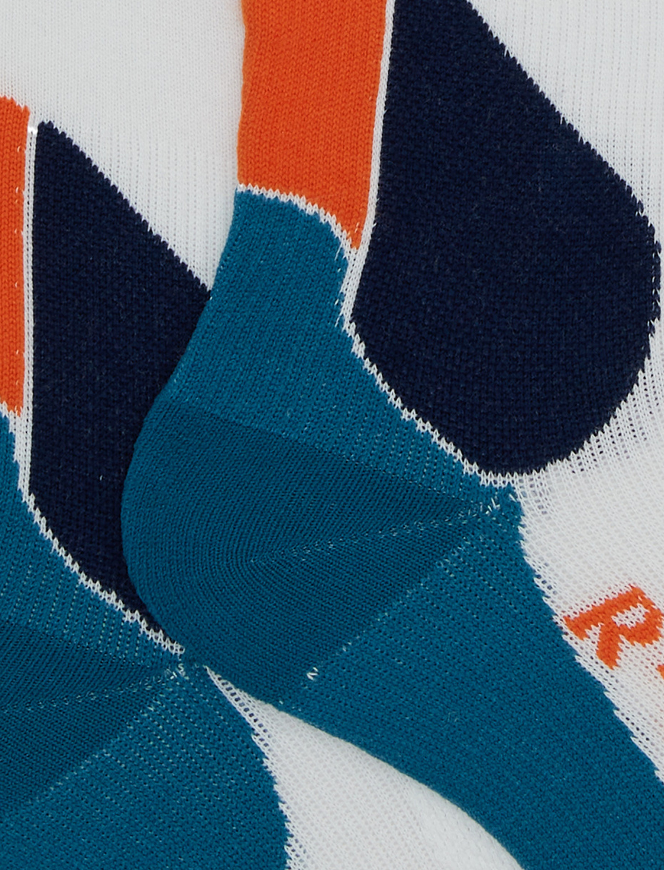 Long unisex white ski socks with chevron motif - Gallo 1927 - Official Online Shop