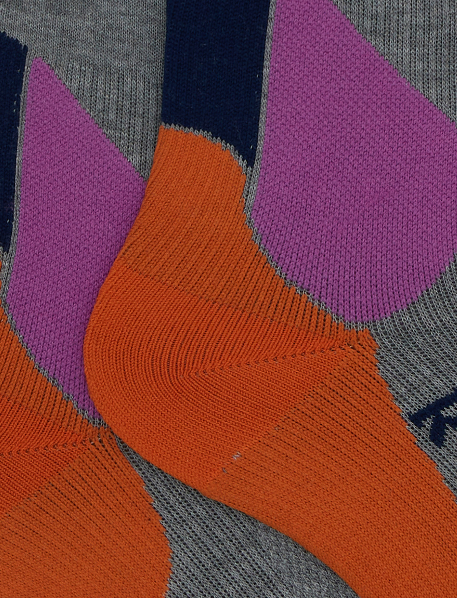 Long unisex grey ski socks with chevron motif - Gallo 1927 - Official Online Shop