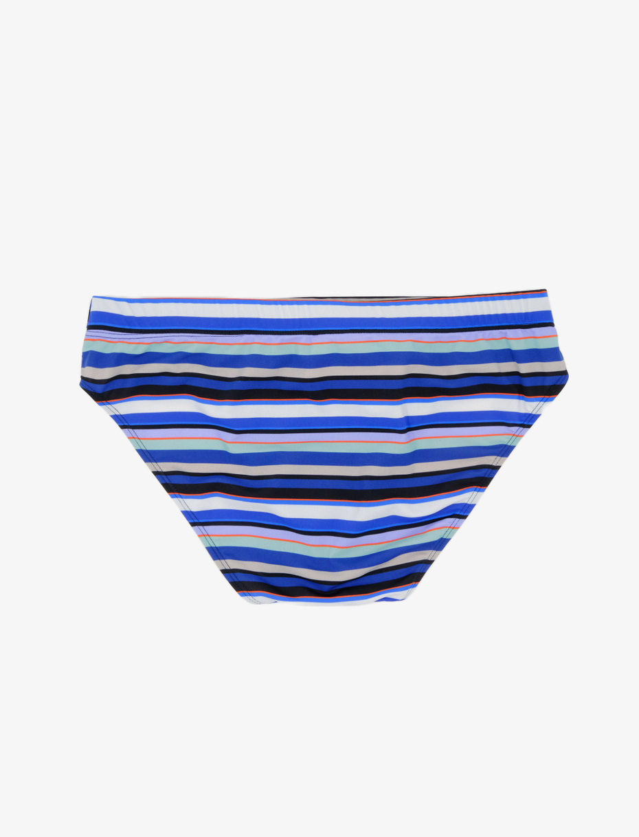 Men's royal blue polyamide swimming briefs with multicoloured stripes - Gallo 1927 - Official Online Shop