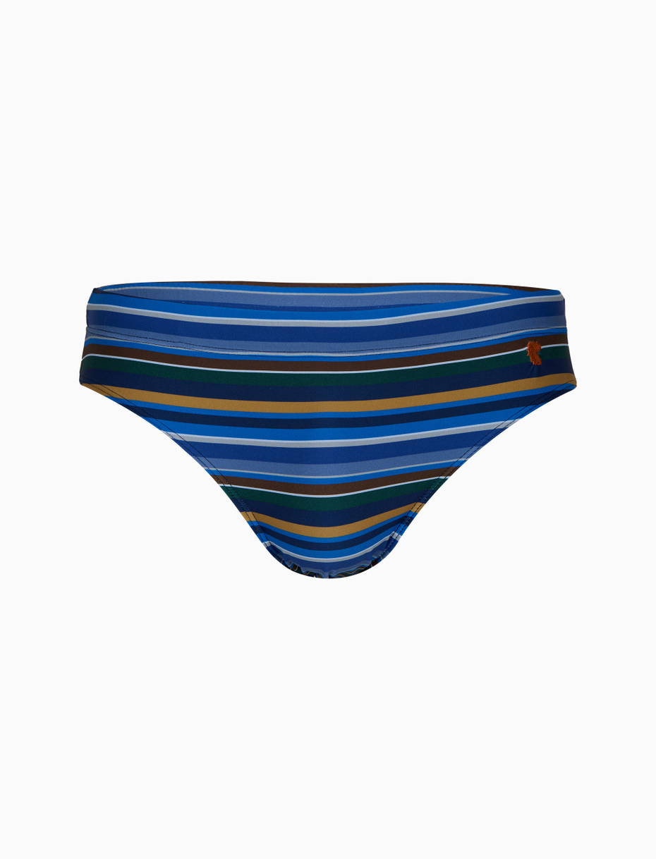 Men's blue swimming briefs with multicoloured stripes - Gallo 1927 - Official Online Shop