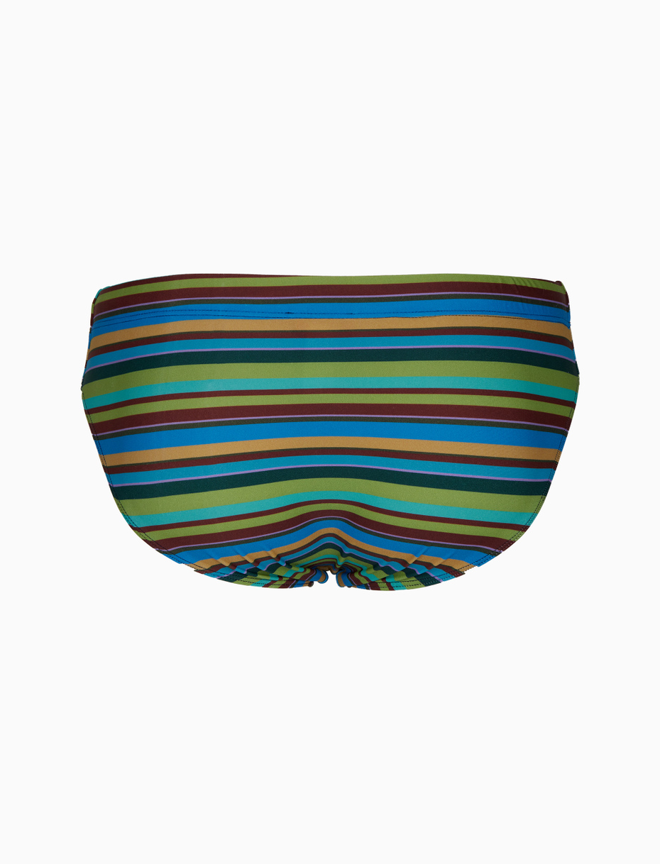 Men's green swimming briefs with multicoloured stripes - Gallo 1927 - Official Online Shop