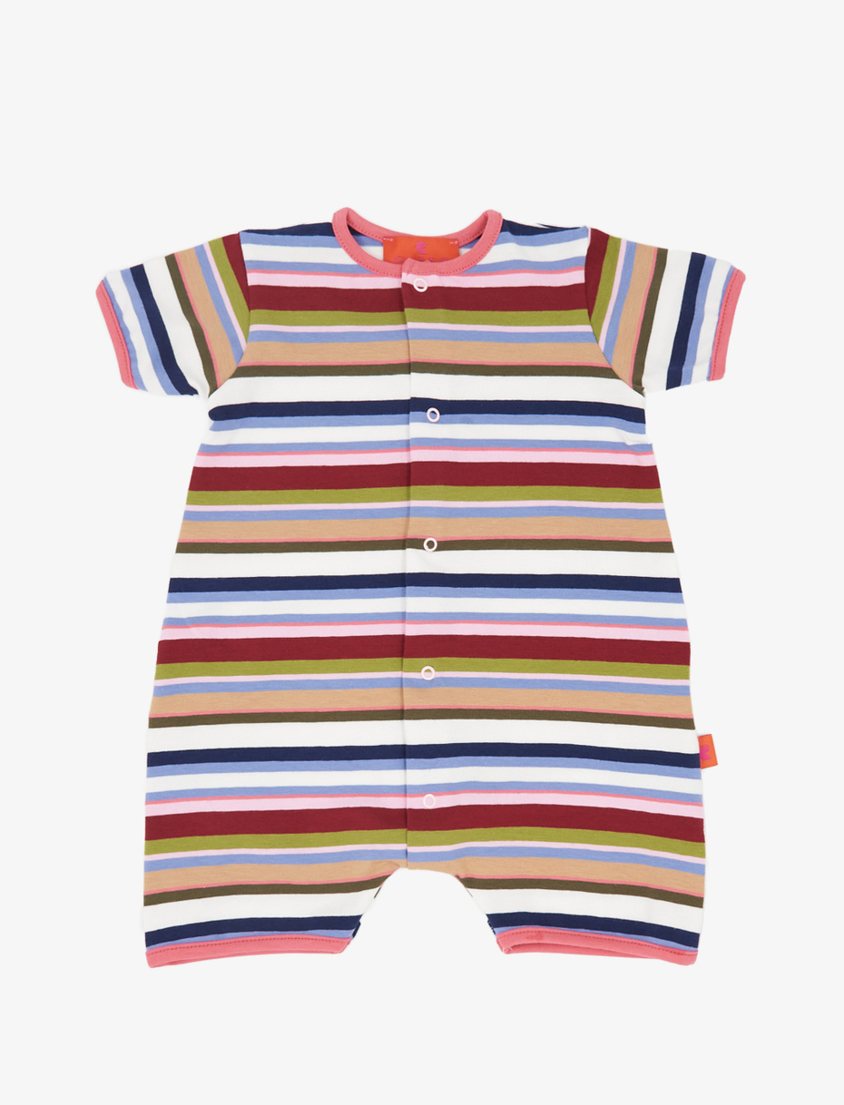 Kids' white cotton romper with multicoloured stripes - Gallo 1927 - Official Online Shop