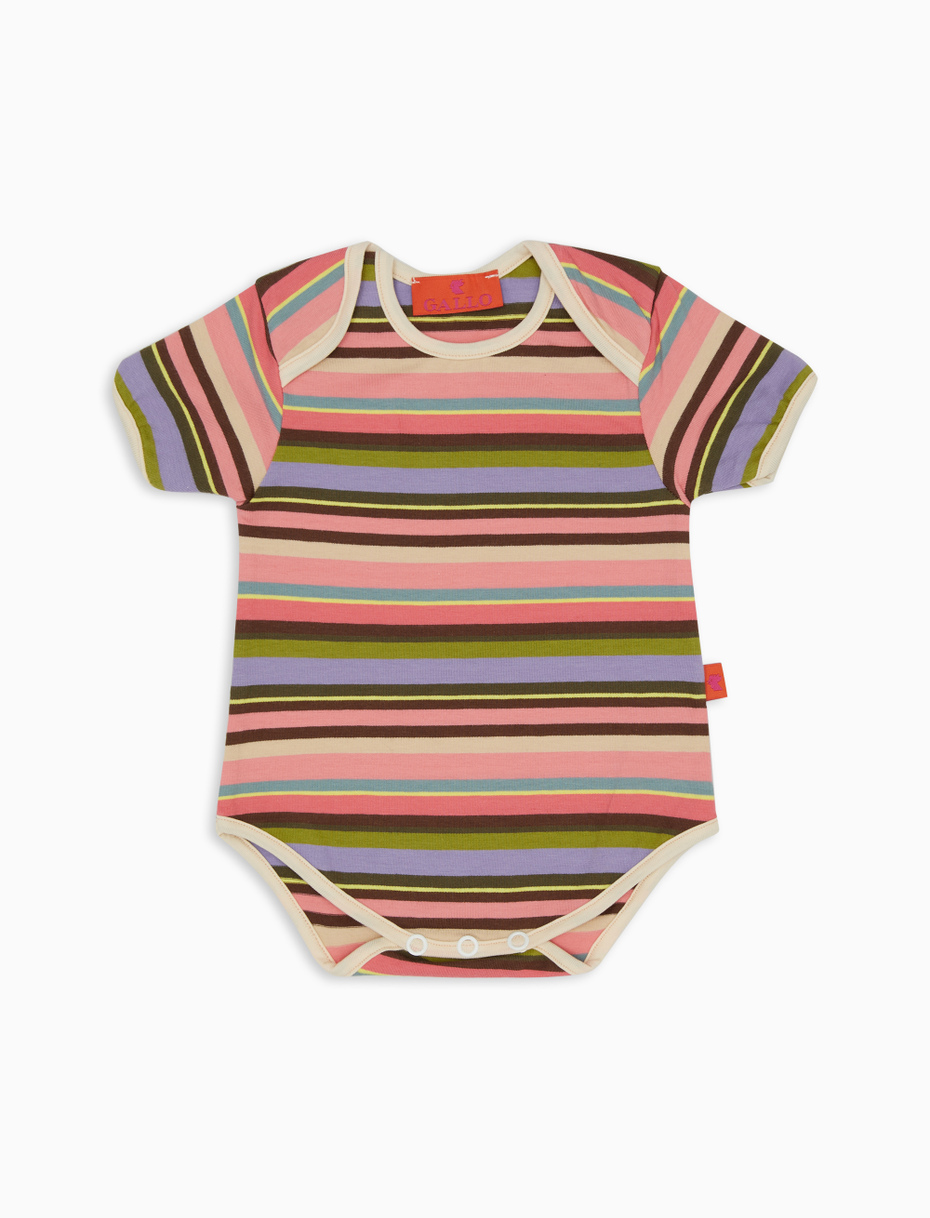 Kids' geranium cotton bodysuit with multicoloured stripes - Gallo 1927 - Official Online Shop