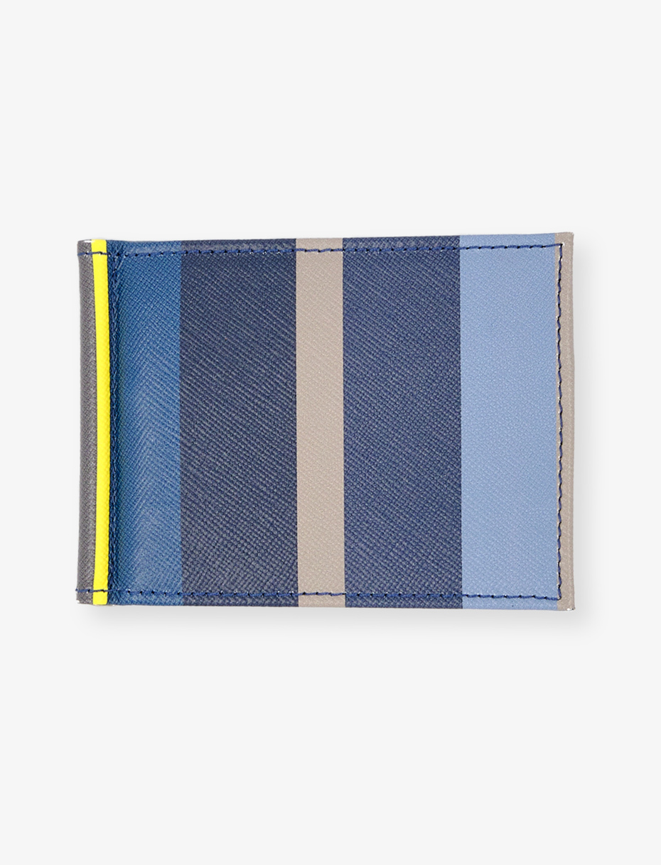 Men's blue leather wallet with multicoloured stripes - Gallo 1927 - Official Online Shop