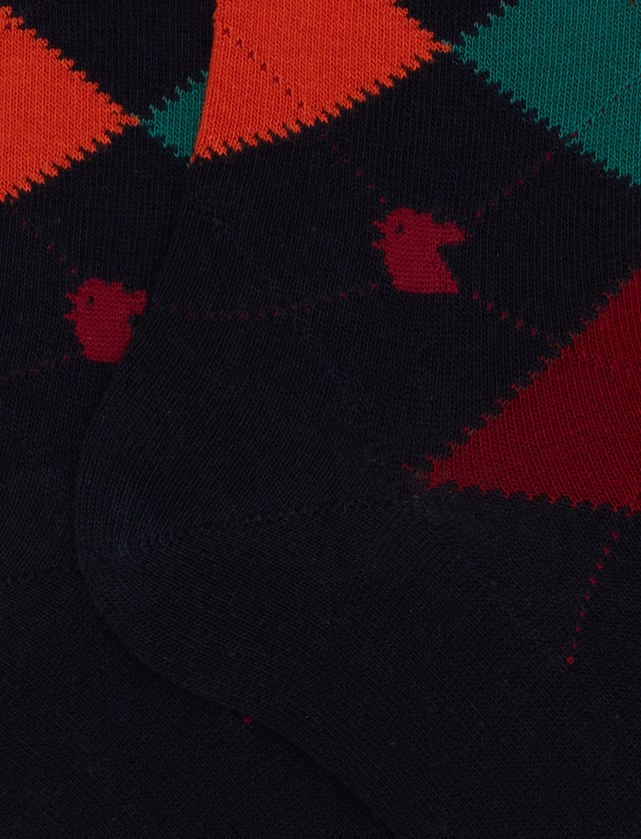 Calze lunghe uomo cotone blu fantasia intarsio - Gallo 1927 - Official Online Shop