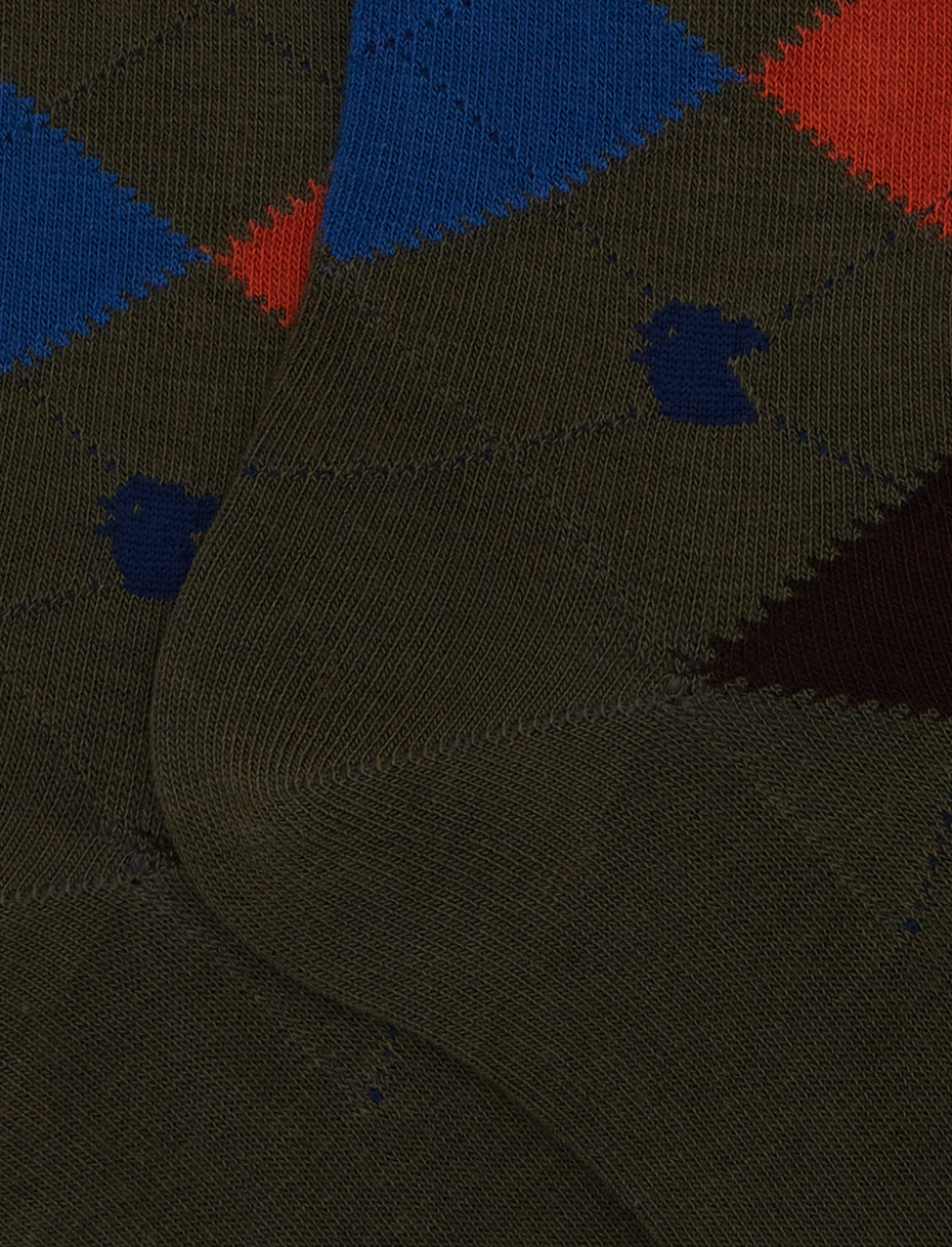 Calze lunghe uomo cotone verde fantasia intarsio - Gallo 1927 - Official Online Shop