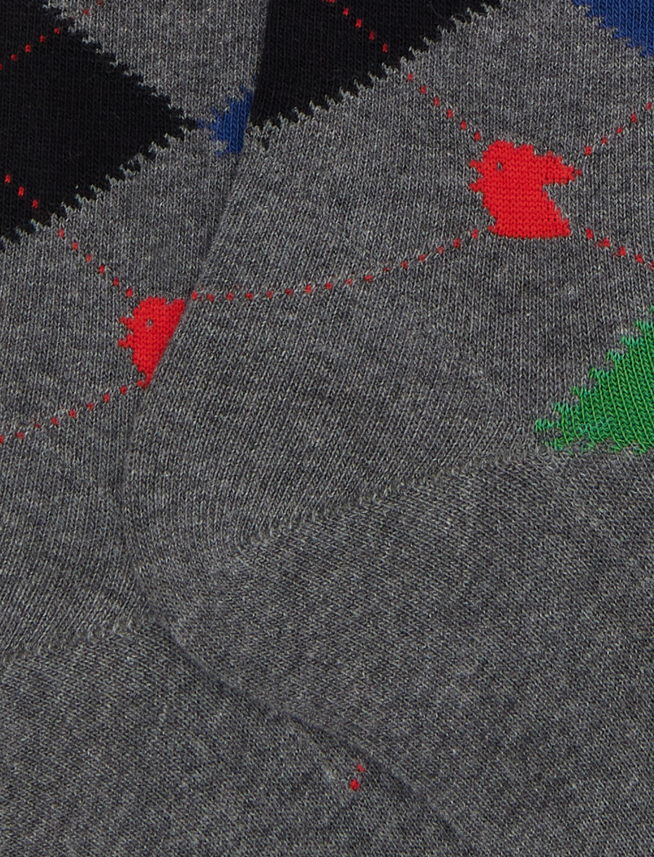 Calze lunghe uomo cotone grigio fantasia intarsio - Gallo 1927 - Official Online Shop