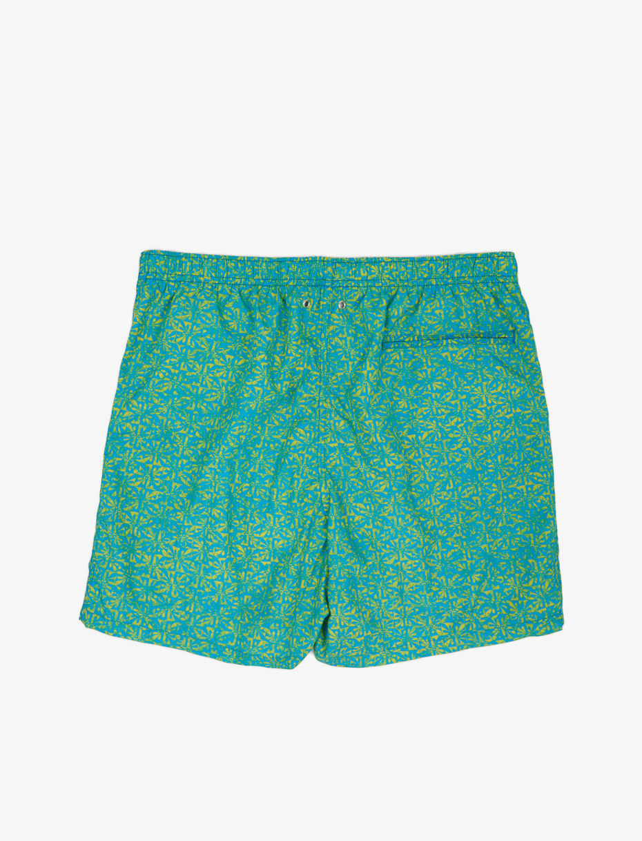 Men's limoncello yellow polyester swimming shorts with batik flower pattern - Gallo 1927 - Official Online Shop