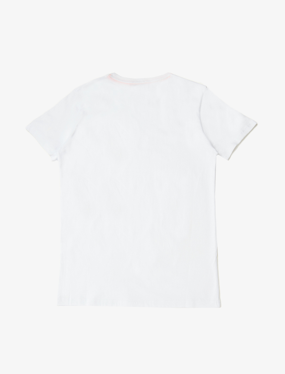 T-shirt uomo cotone bianco tinta unita e taschino multicolor - Gallo 1927 - Official Online Shop