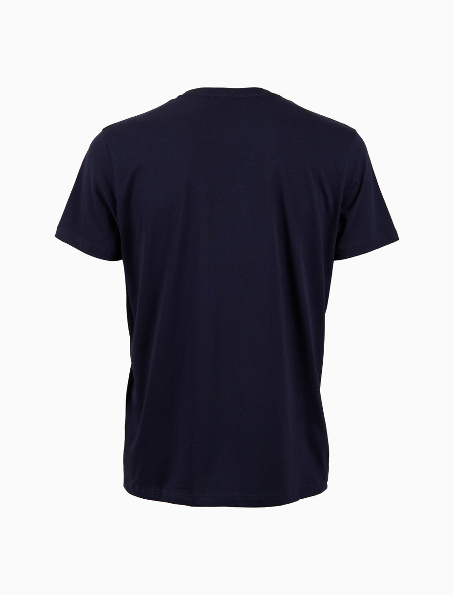 Men's plain blue cotton T-shirt with multicoloured breast pocket - Gallo 1927 - Official Online Shop
