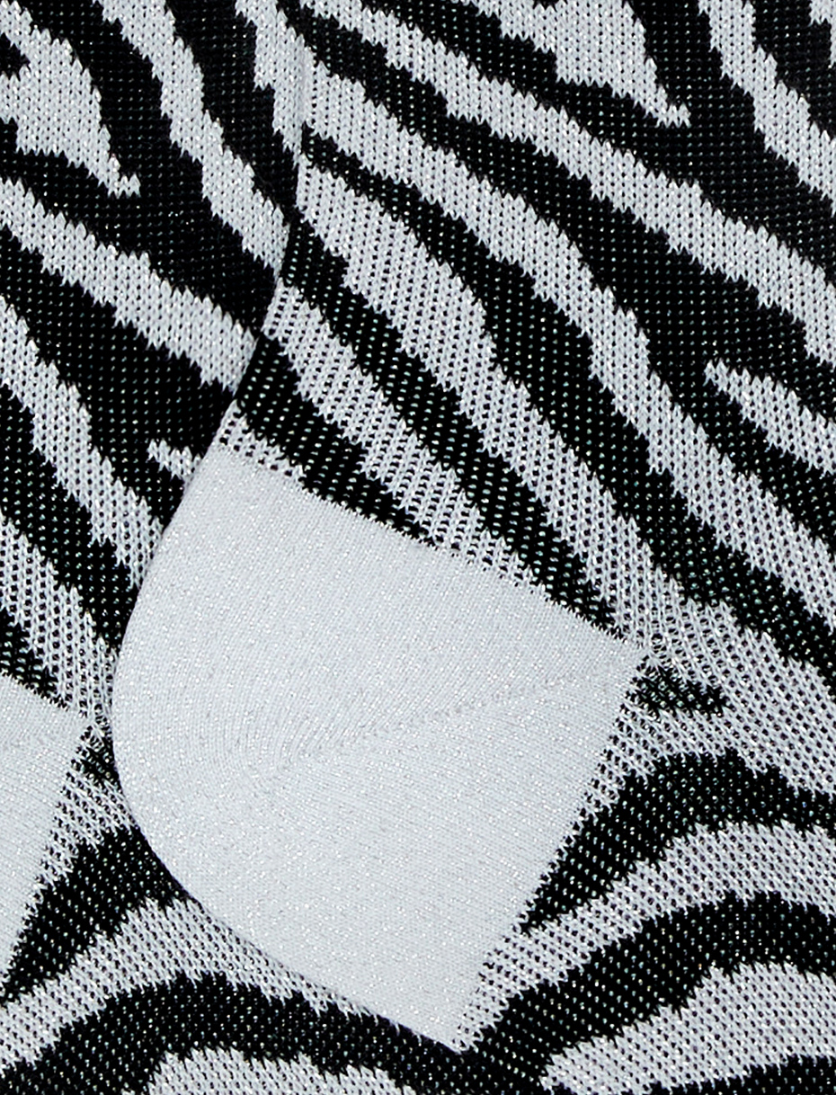 Calze corte donna cotone fantasia zebrato lurex bianco - Gallo 1927 - Official Online Shop