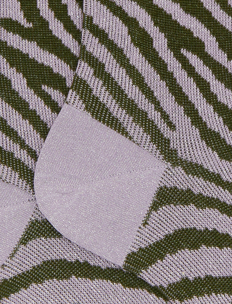 Women's short purple zebra-patterned lurex and cotton socks - Gallo 1927 - Official Online Shop