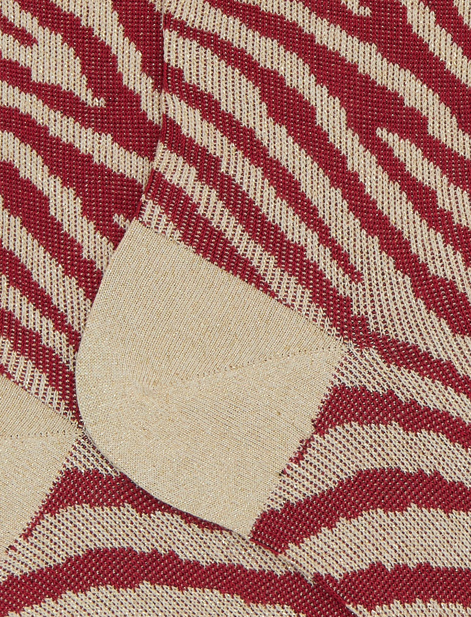 Women's short red zebra-patterned lurex and cotton socks - Gallo 1927 - Official Online Shop