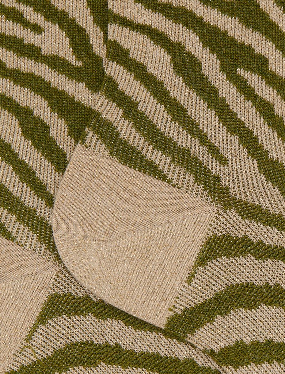 Calze corte donna cotone fantasia zebrato con effetto scintillante verde - Gallo 1927 - Official Online Shop