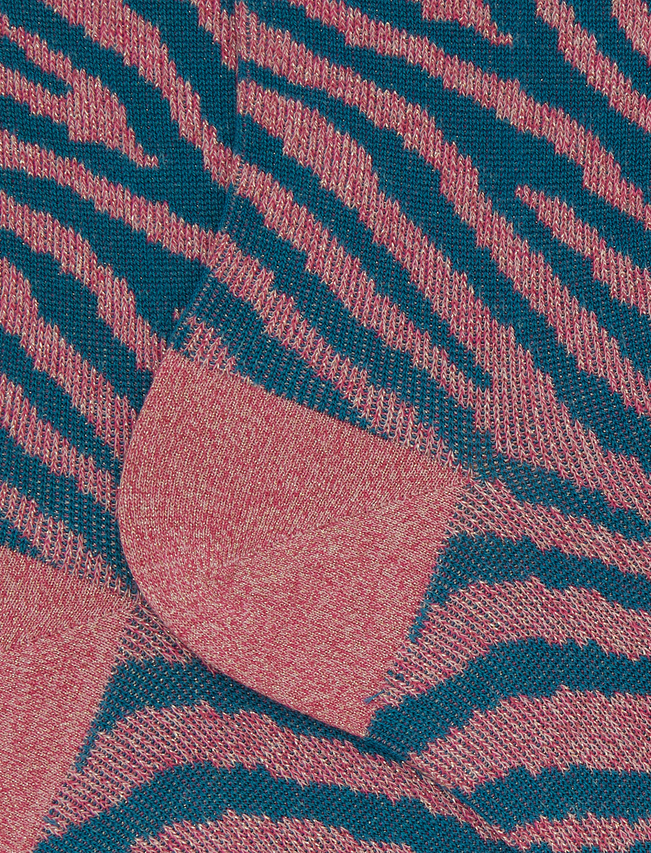 Calze corte donna cotone fantasia zebrato con effetto scintillante rosa - Gallo 1927 - Official Online Shop