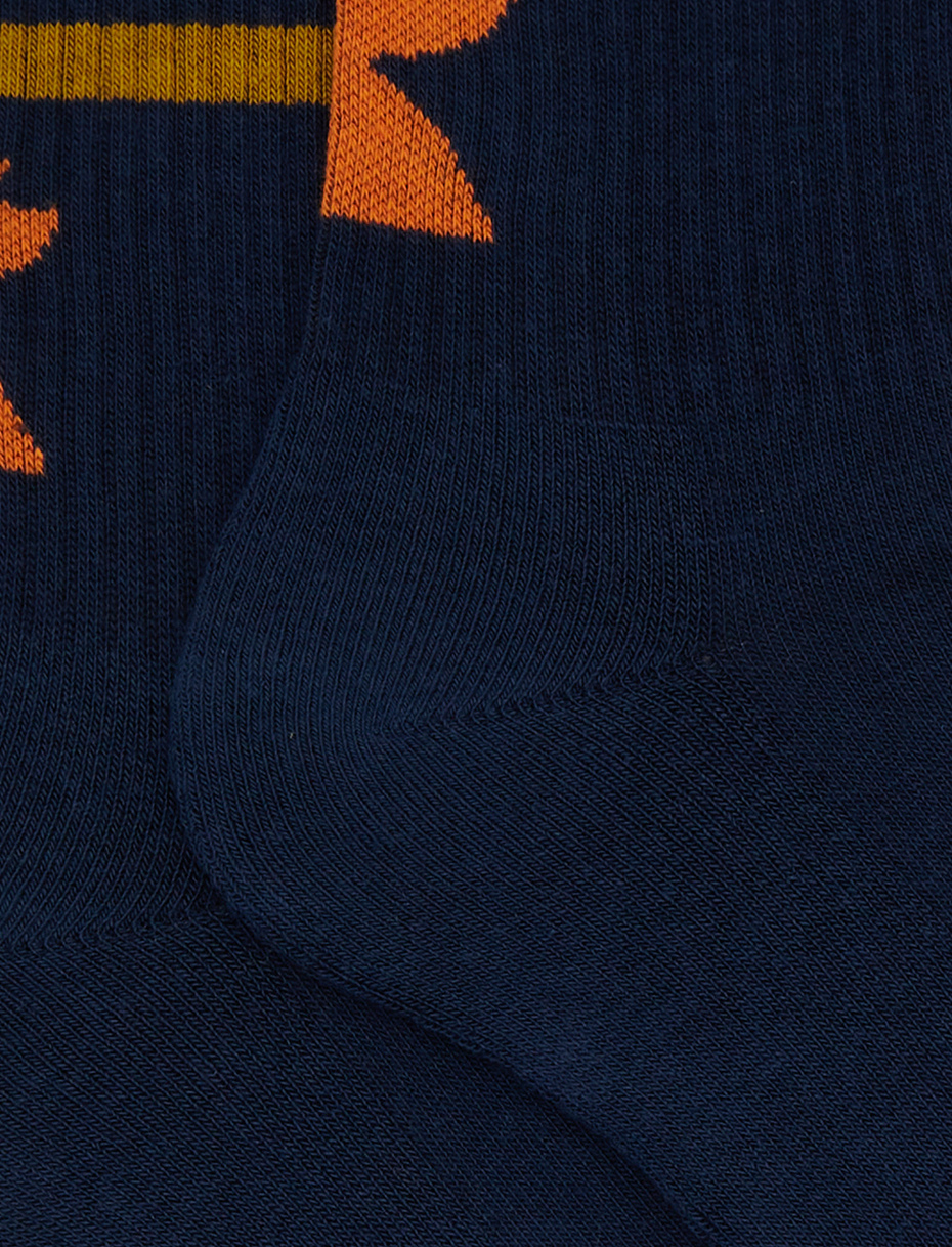 Calze corte uomo spugna di cotone e fascia righe multicolor blu - Gallo 1927 - Official Online Shop