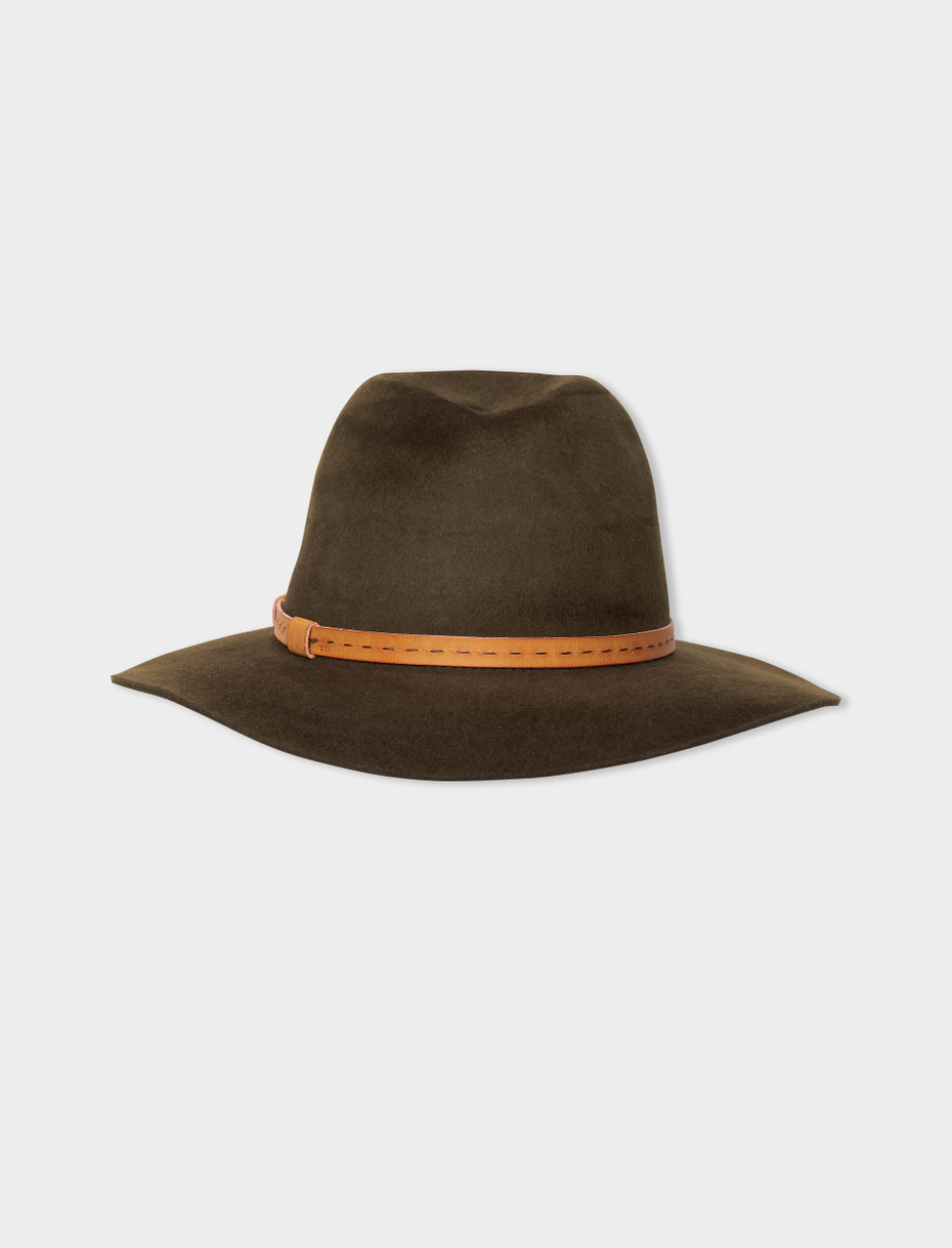 Women's wide-brimmed hat in plain army wool/pony hair - Gallo 1927 - Official Online Shop