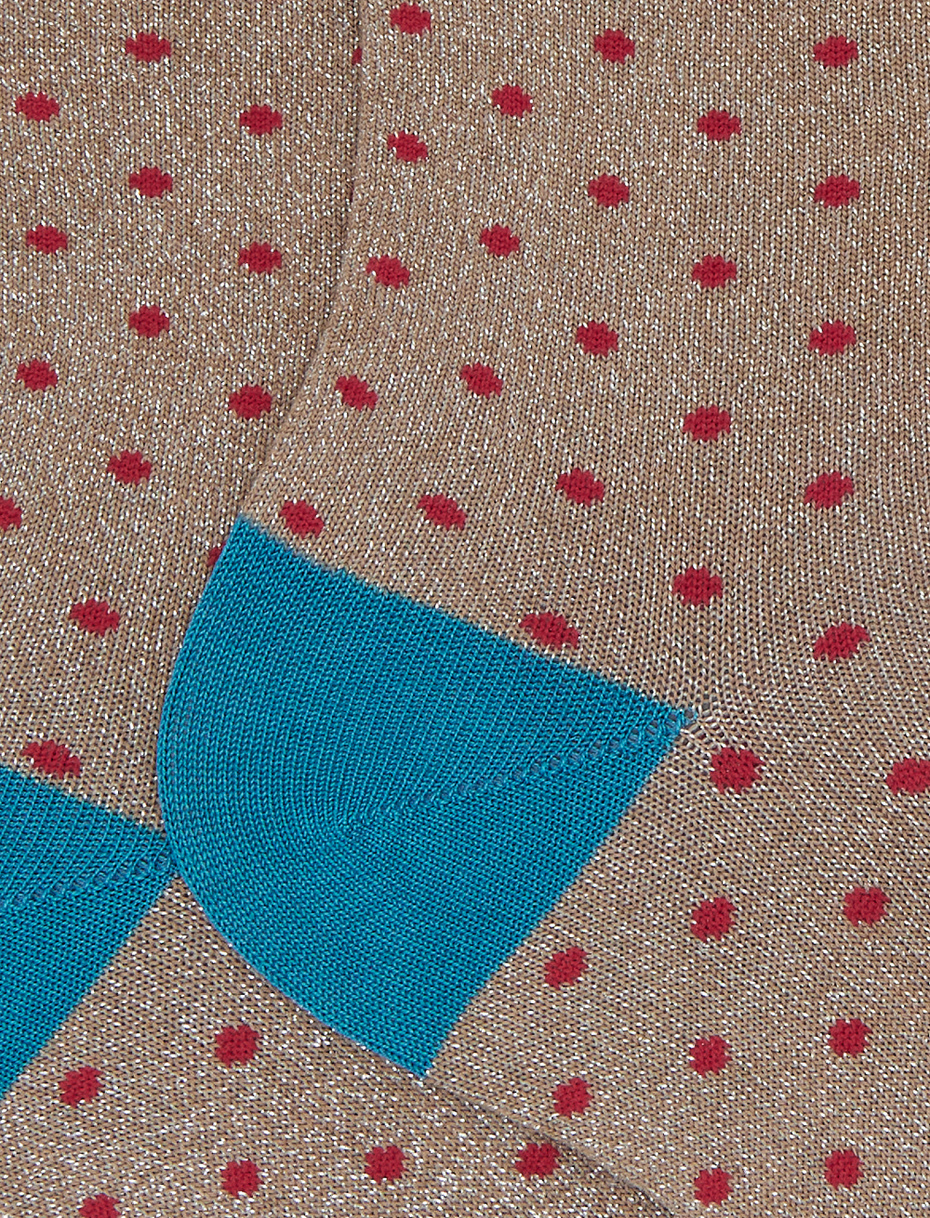 Women's short beige cotton and glitter socks with polka dots - Gallo 1927 - Official Online Shop