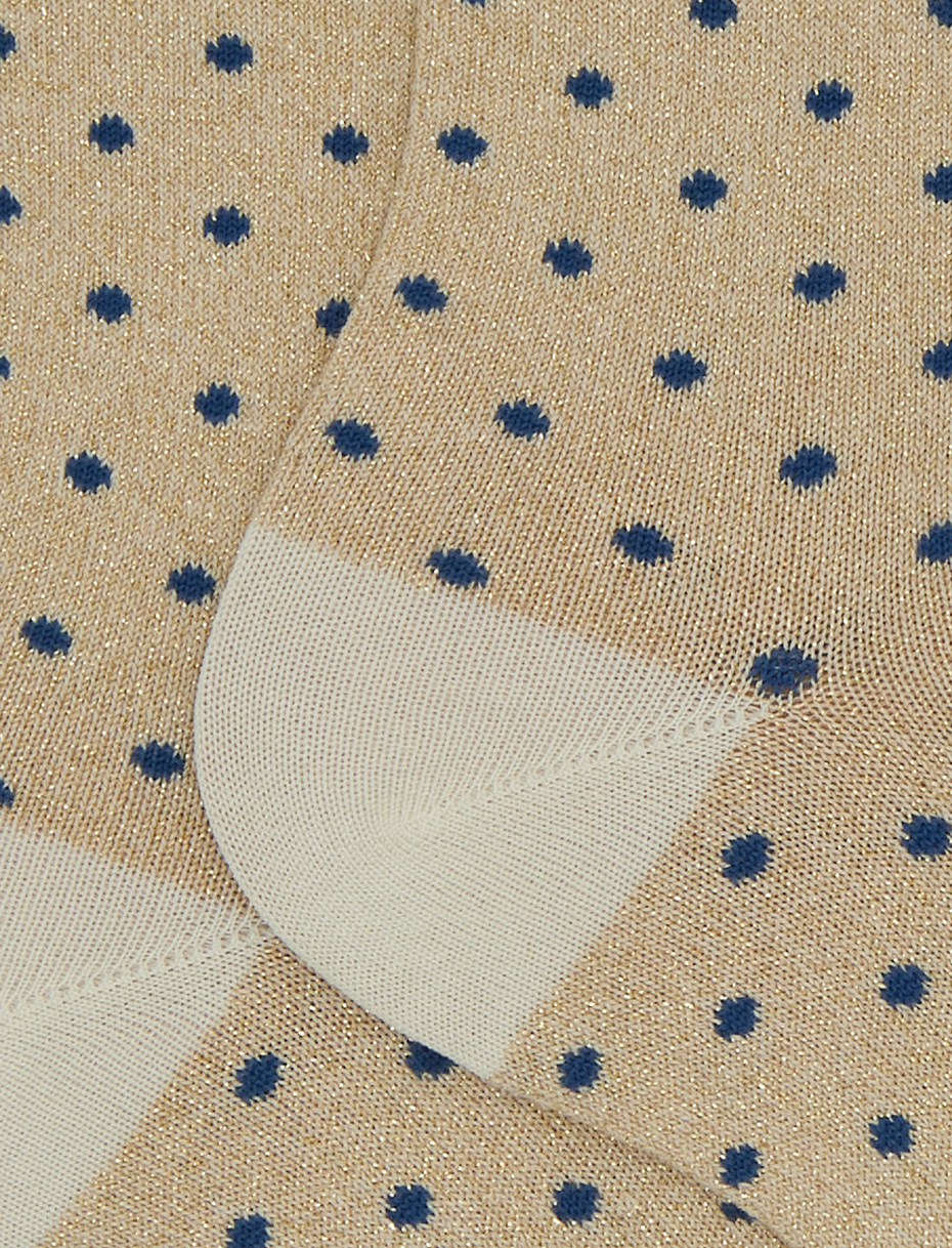 Women's short beige cotton and lurex socks with polka dot pattern - Gallo 1927 - Official Online Shop