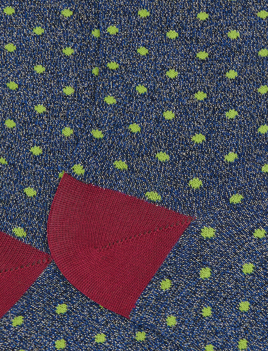 Women's short blue cotton and glitter socks with polka dots - Gallo 1927 - Official Online Shop