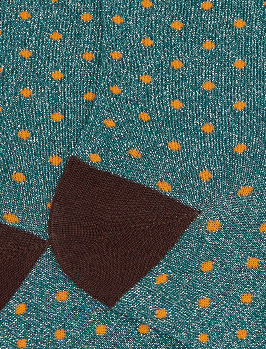 Women's short green cotton and glitter socks with polka dots - Gallo 1927 - Official Online Shop
