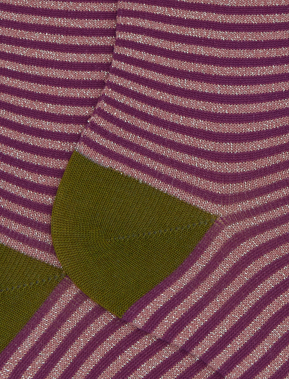 Women's short pink cotton and glitter socks with Windsor stripes - Gallo 1927 - Official Online Shop