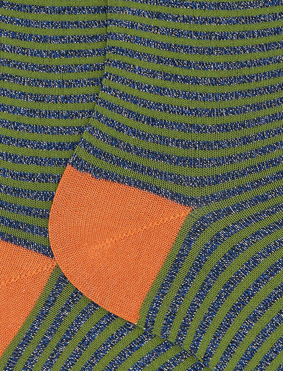 Women's short blue cotton and glitter socks with Windsor stripes - Gallo 1927 - Official Online Shop