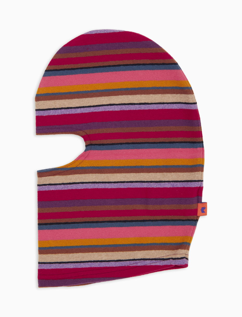 Kids' burgundy fleece balaclava with multicoloured stripes - Gallo 1927 - Official Online Shop