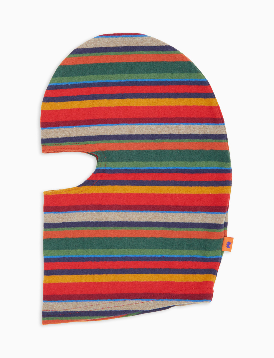 Kids' red fleece balaclava with multicoloured stripes - Gallo 1927 - Official Online Shop