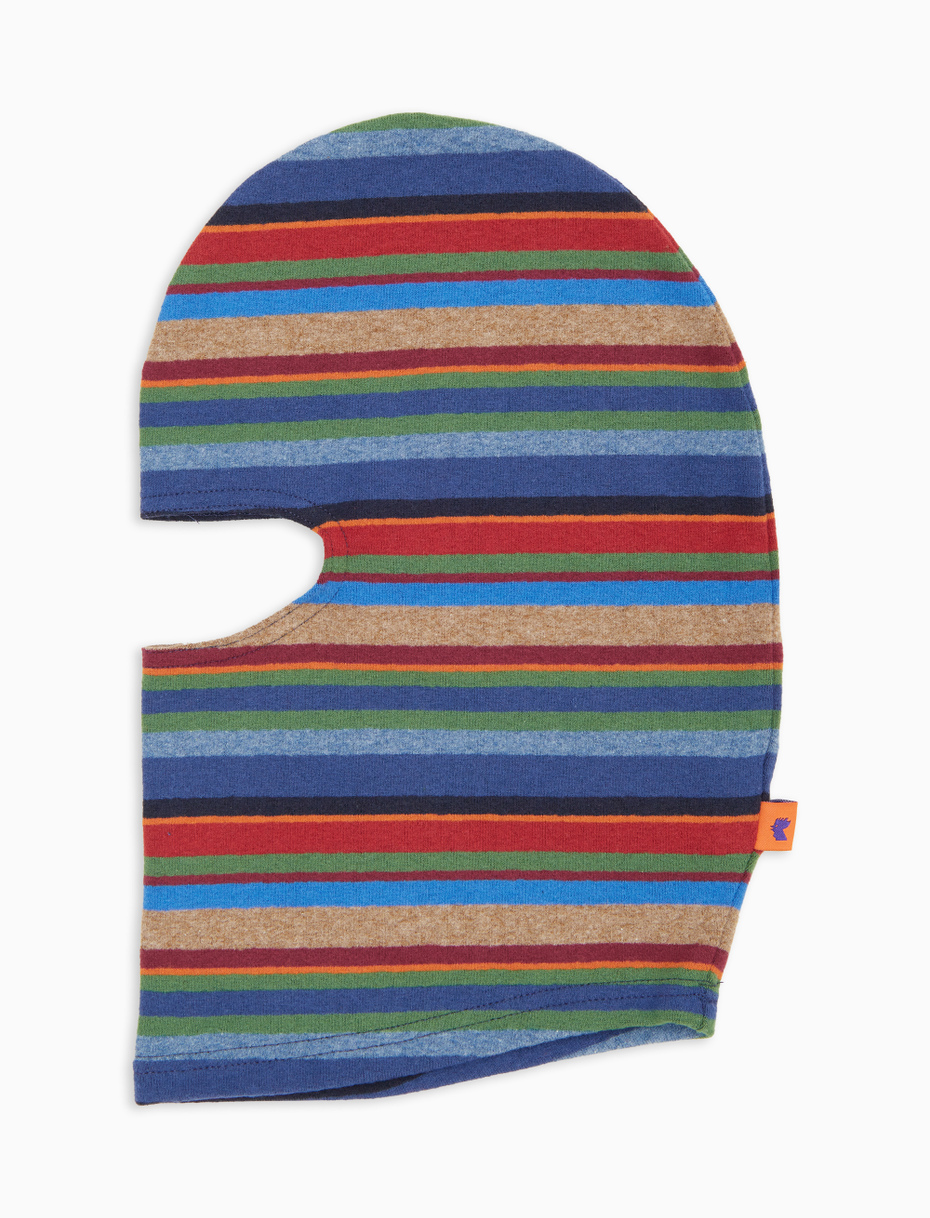 Kids' blue fleece balaclava with multicoloured stripes - Gallo 1927 - Official Online Shop