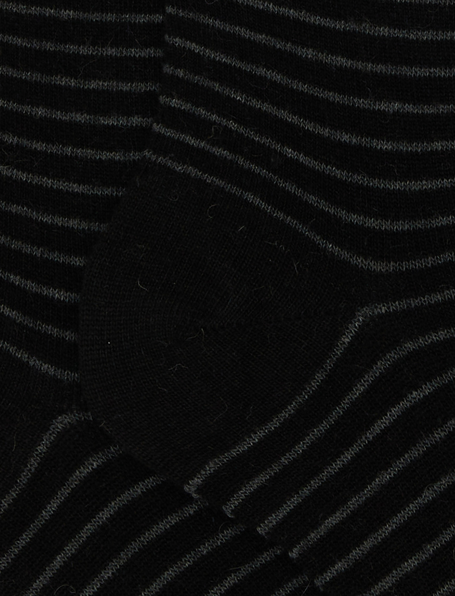 Women's long black angora socks with two-tone stripes - Gallo 1927 - Official Online Shop