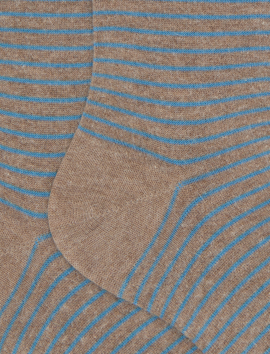 Women's long brown angora socks with two-tone stripes - Gallo 1927 - Official Online Shop