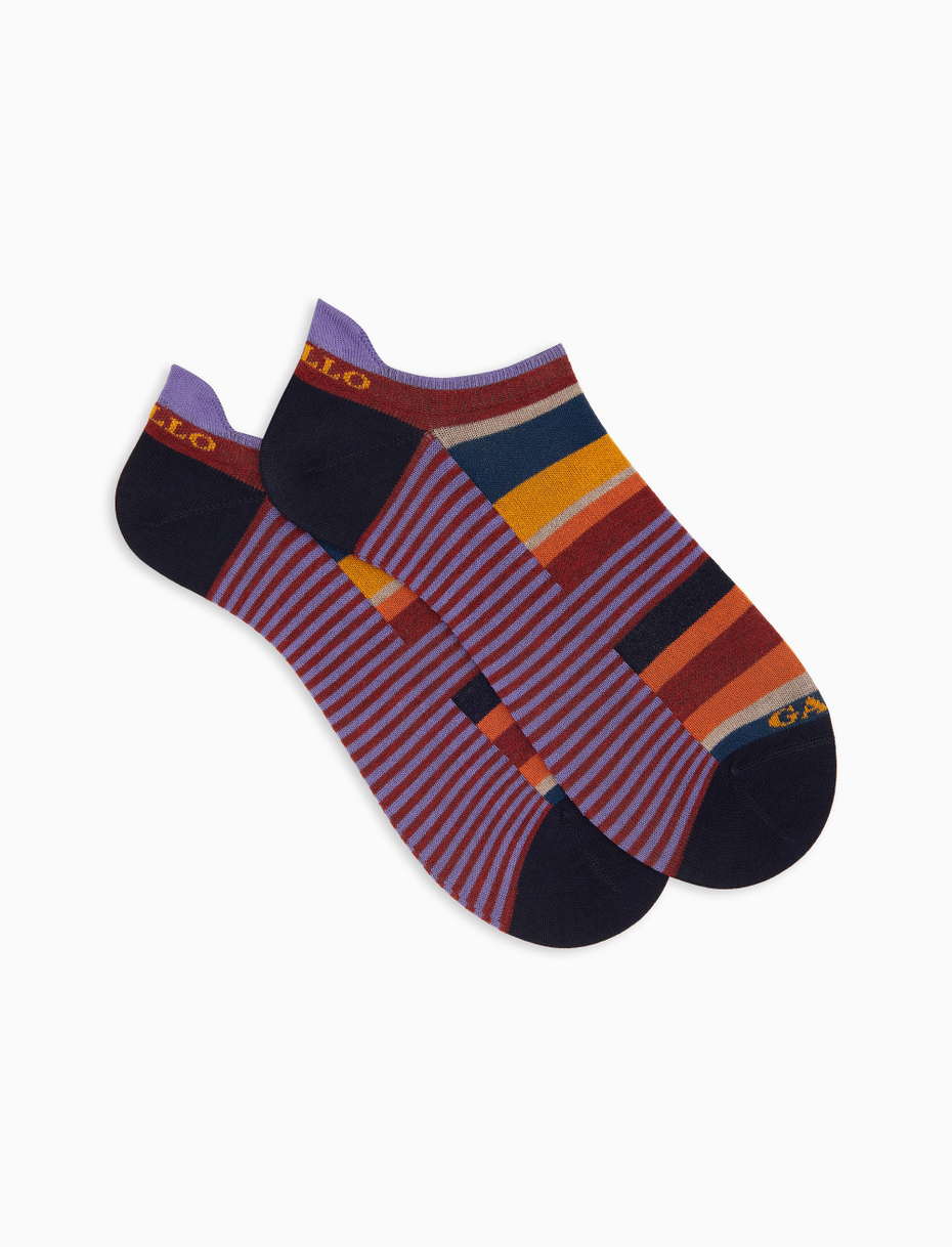 Men's red cotton sneakers with multicoloured and Windsor stripes - Gallo 1927 - Official Online Shop