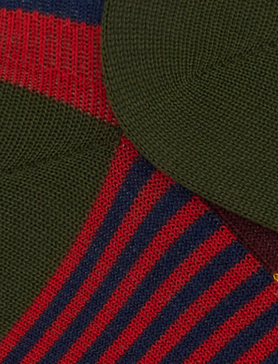 Men s green cotton sneakers with multicoloured and Windsor stripes