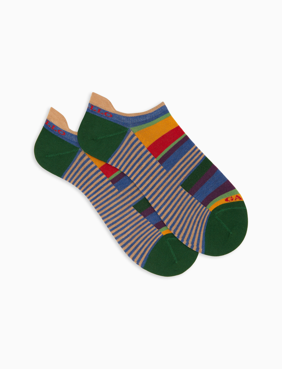 Men's light blue cotton sneakers with multicoloured and Windsor stripes - Gallo 1927 - Official Online Shop