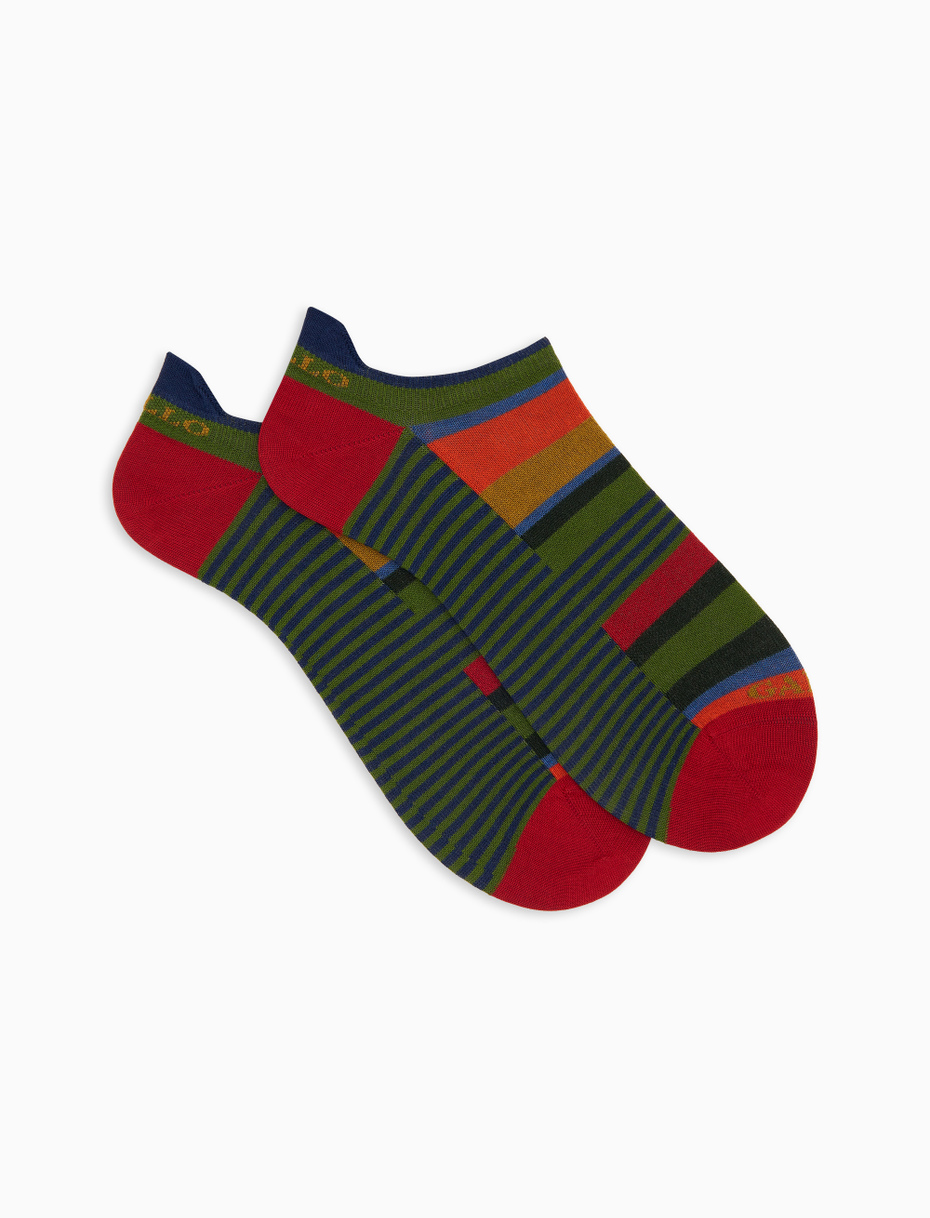Men's green cotton sneakers with multicoloured and Windsor stripes - Gallo 1927 - Official Online Shop