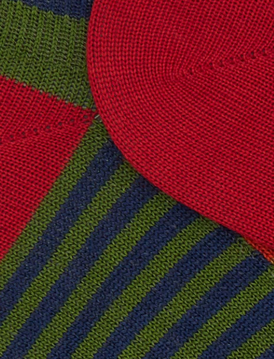 Men's green cotton sneakers with multicoloured and Windsor stripes - Gallo 1927 - Official Online Shop