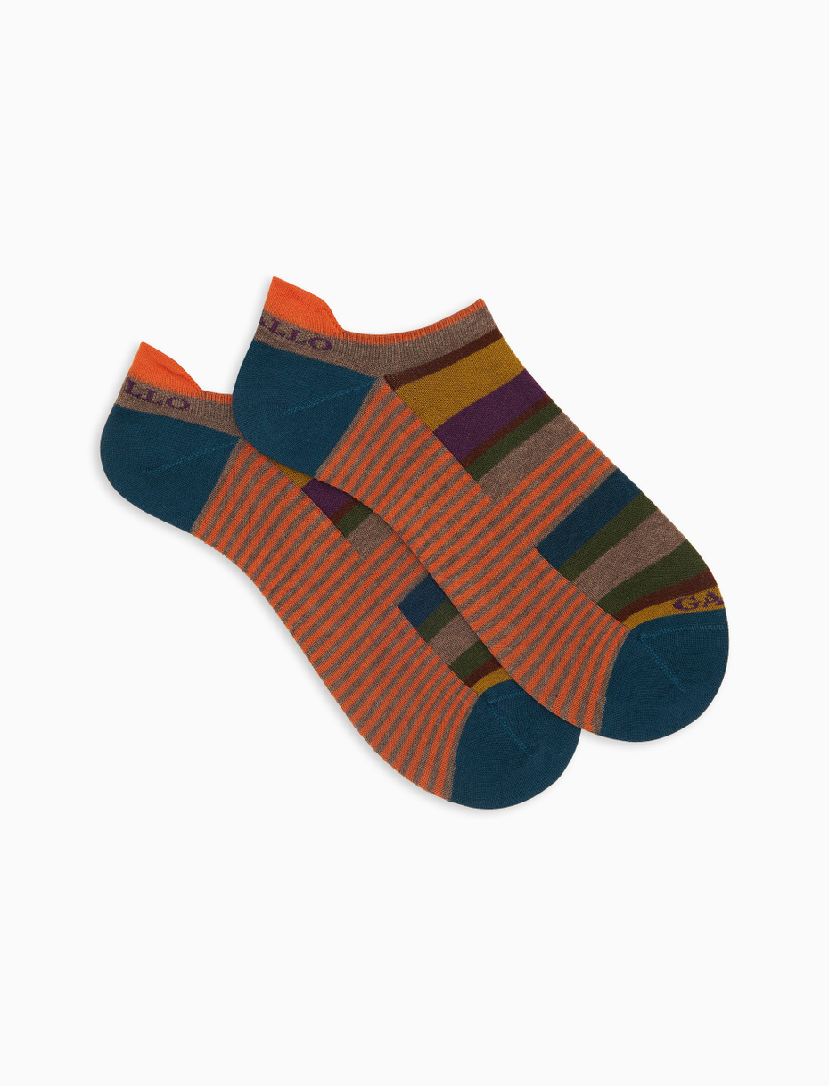 Women's brown cotton sneakers with multicoloured and Windsor stripes - Gallo 1927 - Official Online Shop