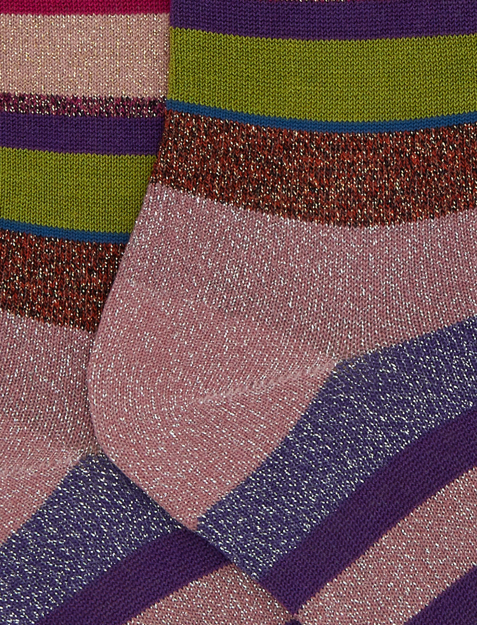 Calze corte bambino cotone rosa righe multicolor effetto scintillante - Gallo 1927 - Official Online Shop